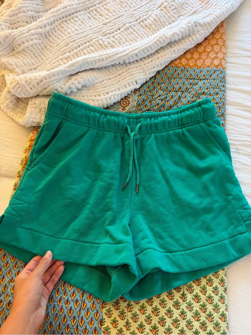 Womens Green Sweat Shorts